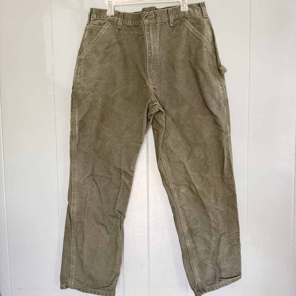 Carhartt B11 Carpenter Pants 38x30 Moss Olive Duck Canvas Loose‎ Fit High Rise